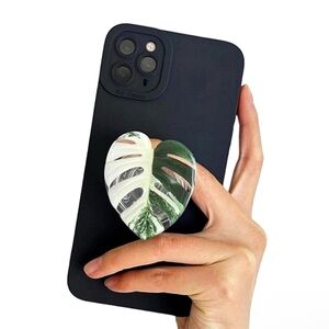 NEW Monstera Albo Phone Grip Holder Green Plant Cellphone Leaf Accessories